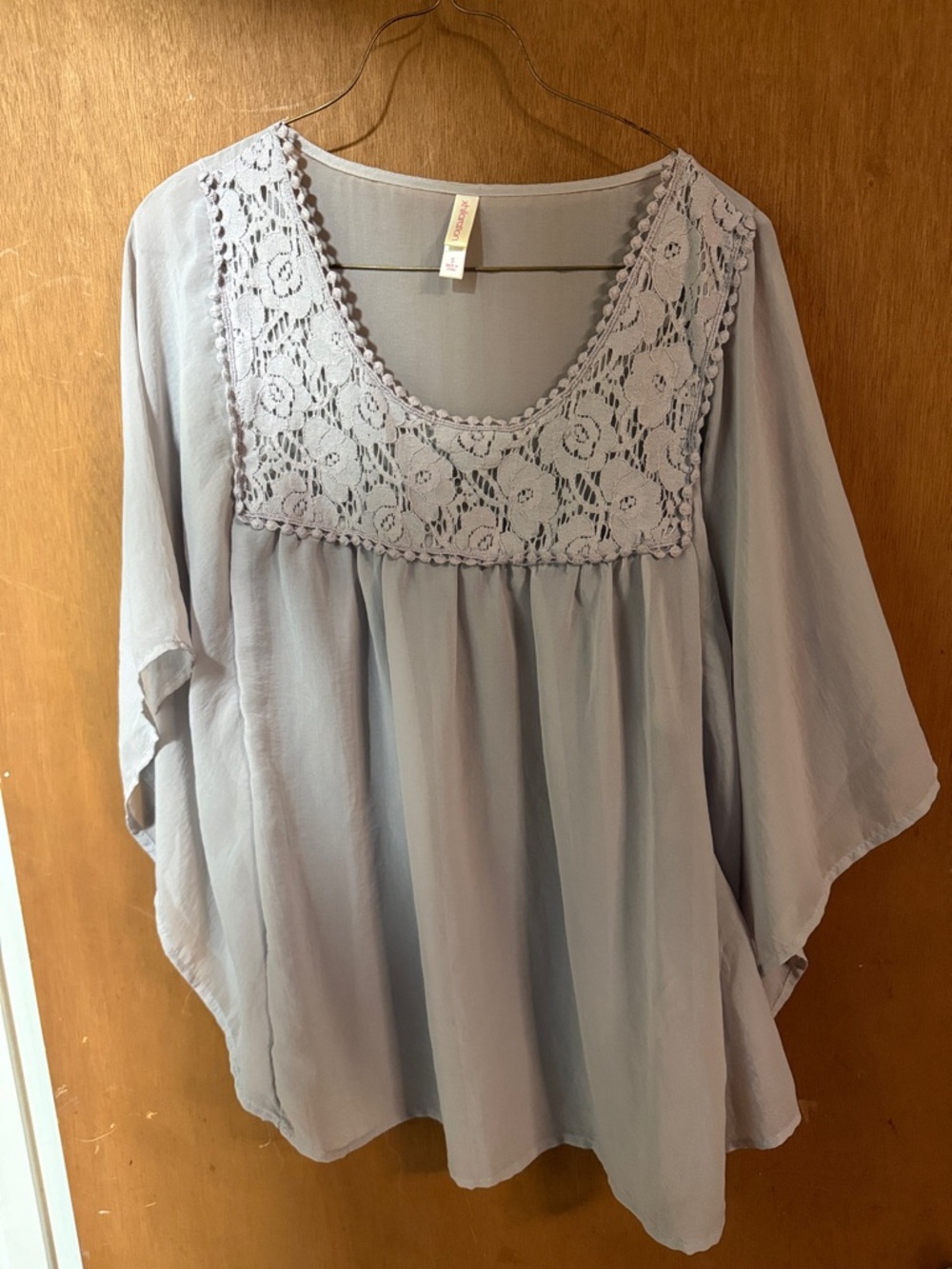 Xhilaration Light Gray Crochet Yoke Tunic